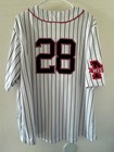 Disney Parks Disneyland Mickey Mouse 28 White Red Pinstripe Baseball Jersey L Xl