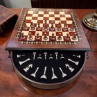 Chess Set Board With Storage Handmade Wooden Walnut Rosewood Bronze Pieces     