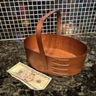 Antique 4 Finger Sabbathday Lake Shakers Sewing Basket Carrier Wood No Liner Euc