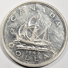 1949 Canada George Vi Silver Dollar   Bright Au bu About Uncirculated 