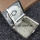 Vintage Metal Blue Pockets Cigarette Case Holder Storage Wallet Double Sided Box