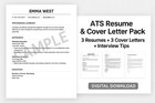 Ats-optimized Resume   Cover Letter Template     Instant Digital Download