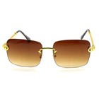 Men Sunglasses Fashion Square Gold Frame Brown Lens Hip Hop Street Wear Classic