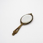 Antique French Limoges Porcelain Ormolu Hand Mirror Small Size