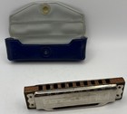 Vintage M  Hohner Blues Harp Harmonica Key Of F With Case Made In Germany