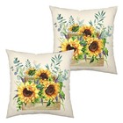 Pillow Covers Spring Summer Floral Throw Pillow 18  X 18   pack Of 2  Sunflower