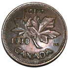 Rainbow Toning 1938 Canada Small One Cent Coin Canadian Penny King George Vi Y2k