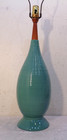 Vtg 1960 s Mid Century Danish Modern Turquoise Ceramic Table Lamp Nice 