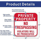 12  X12  X 0 04  Metal Sign  Private Property No Trespassing Sign - Red And   