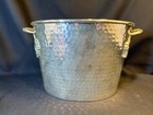 Vintage Hammered Silver Plated Champagne Wine Ice Bucket With Grape Leaf Handles