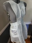 Vintage Pale Blue Organza Full Bib Hostess Apron Dancing Couple Pockets Nos