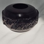 Vtg African Hand-carved Ebony Wood Bowl Tribal Safari Buffalo   Giraffe Safari