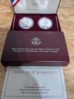 1995-p Atlanta Olympics 2 Coin Proof Silver Dollar Set Ogp Coa