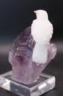 Peter Muller Hand Carved Quartz Dove On Amethyst Point Base 4  Tall