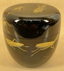 Japanese Meiji Wood Lacquer Netsume Box W  Insects  Signed