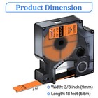 10pk Black On Orange 18434 Vinyl Label Tape 3 8  For Dymo Rhino 1000 5000 6000