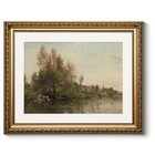 Vintage Gold Framed Wall Art Decor  13x16 Inch River Banks Landscape