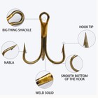50pcs Treble Hooks Fishing Treble Hooks Carbon Black Bronze 2 4 6 8 10  With Box