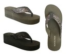 New Women s Bling Platforms T-strap Sandals High Wedge Sequins Flip Flops Shoes