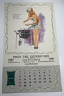 1956 Pin Up Calendar Girl Earl Moran Sykes Tires New Kensington Pa Chef 1 Page