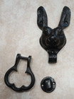 Nature Country Entry Door Knocker Cast Iron Large Rabbit Black