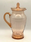 Vintage Pink Depression Glass Pitcher   5 Stemmed Cocktail Sherbet Glasses
