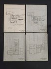 1940s Vintage Contract Sales Orig Architectural Sketch Boston House Floor-plans