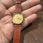 Working 25mm Seiko Womens Date Watch 7n82-0101 Brown Lizard Leather Band Vintage