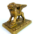 Winged Lion Of St  Mark Miniature Brass Paperweight Vtg Figurine Venice Italy