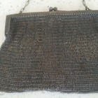Antique German Silver Solder Fine Metal Mesh Purse Bag Flower Design 6  x 5  