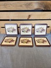 Set Of 6 Pimpernel Pansy Cork Back Drink Coasters Plum Border Floral Design