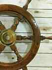 24 brass Wooden Vintage Ship Steering Wheel Pirate D  cor Wood Fishing Wall Boat