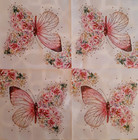 2 Individual Paper Decoupage Napkins - Butterfly Pink Floral Shower Flowers