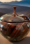 Hand-turned Wooden Lidded Trinket Box With Striking Grain Pattern