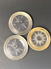 Vintage Leonard Silver Plated Crystal Glass Coasters Starburst 4    Italy Set Of 3
