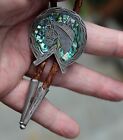 Fabulous Old Vintage Small Sterling Silver   Abalone Shell Inlay Horse Bolo Tie