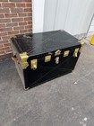 Vintage Antique Steamer Trunk Storage Chest Black Brass Hardware Coffee Table 