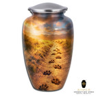 Large Dog Cremation Urn Paw Prints Trail Design Pet Ashes Aluminum Urn Secure