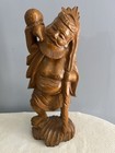 Hand-carved Wooden Figurine Of An Asian Sage Carving   17   x 6   x 4    