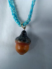 Painted Wooden Acorn Pendant Hippie Necklace 24  Adj Unisex  Usa Seller Gift