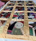 Antique Crazy Quilt  Mixed Fabrics  Decorative Stitching