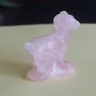 Carved Gemstone Rose Quartz Crystal Ram Sheep Goat Figurine Statue Home Decor