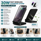 30w Wireless Fast Charger Charging Pad Stand Dock For Samsung Galaxy Iphone