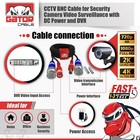 Cctv Cable Camera Security Surveillance Bnc Extension Wire Power Video Dvr 25ft