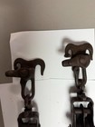 Antique Block   Tackle Cast Iron Double Pulley W  Fence Stretcher Hook Farm Tool