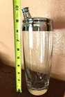 Vintage Mcm Etched Glass Cocktail Manhattan Martini Shaker Metal Top Barware