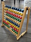 Vintage Wood Abacus Colored Beads Folding Educational Home School 14  X 14 