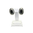 Native American Onyx   Sterling Silver Shadowbox Concho Post Earrings