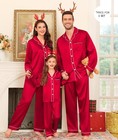Family Matching Pajama Set Women men kids Satin Pajamas Long Sleeve Sleepwear   