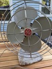 Vintage Ge Desk Fan General Electric Red Logo Bullet Back Industrial Mcm 1950s